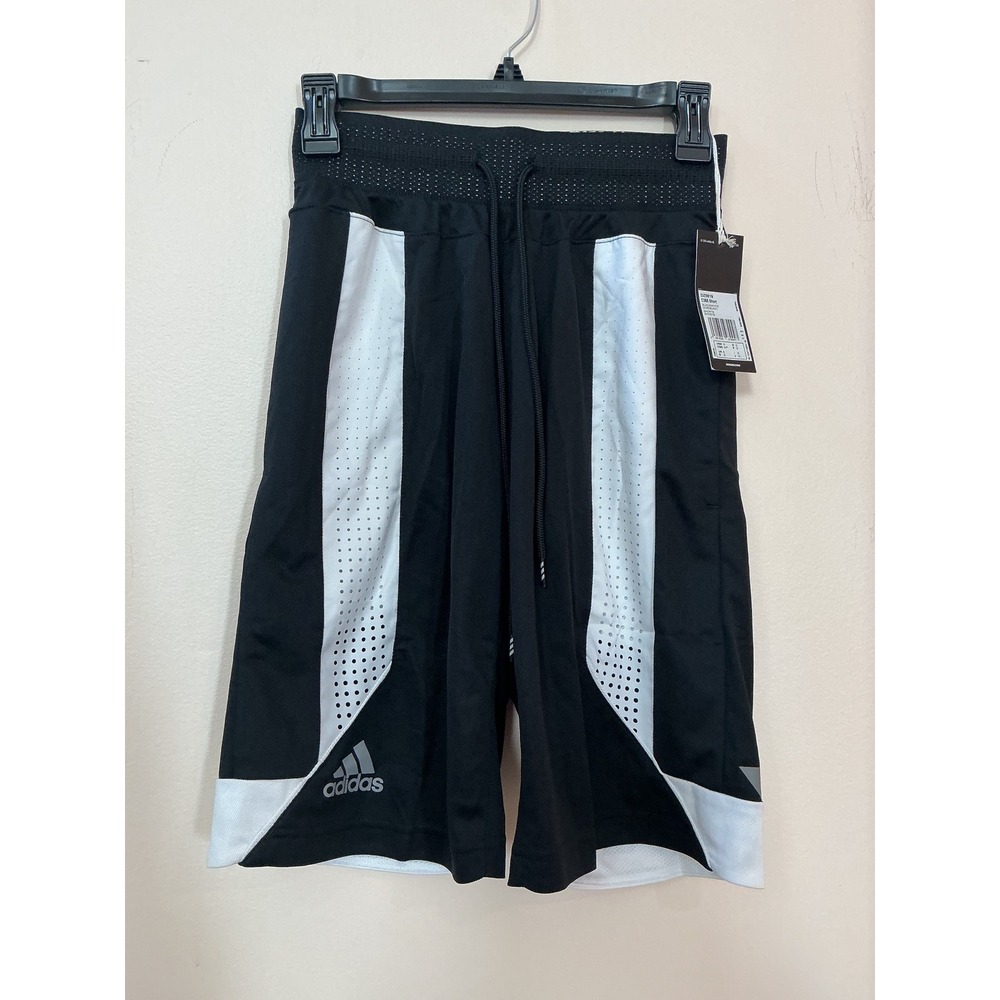 NWT Adidas Mens Athletic Shorts Black White Climacool Pockets Drawstring Size Sm